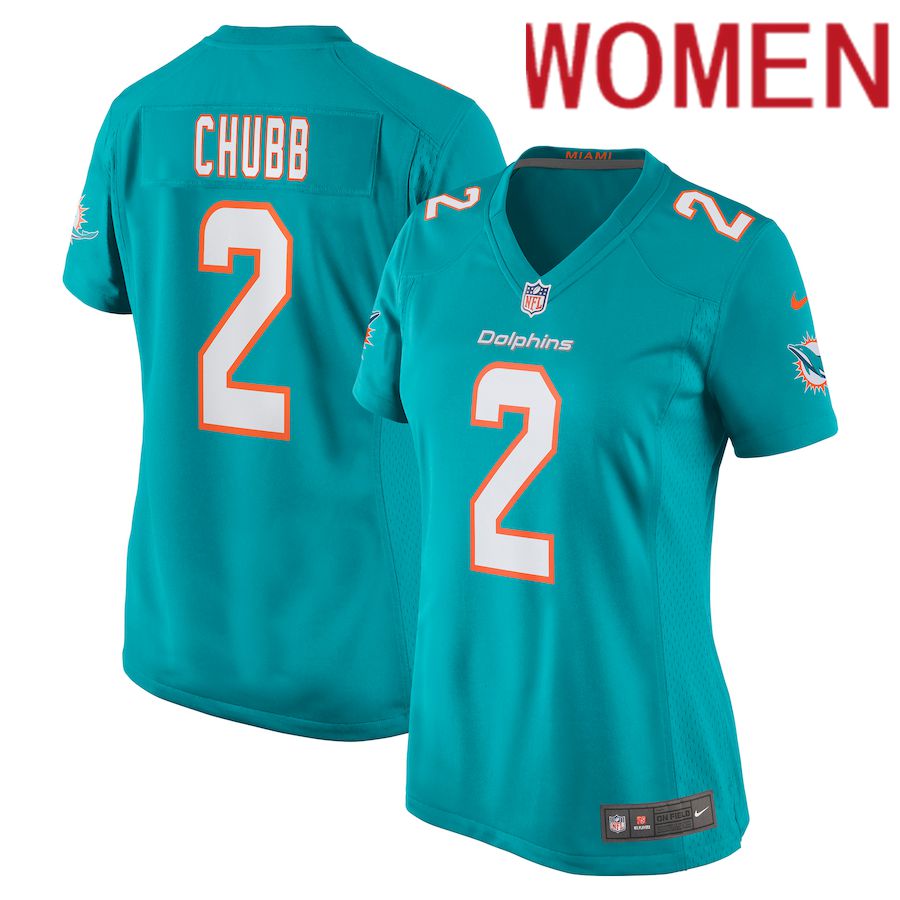 Women Miami Dolphins 2 Bradley Chubb Nike Aqua Game Player NFL Jersey
